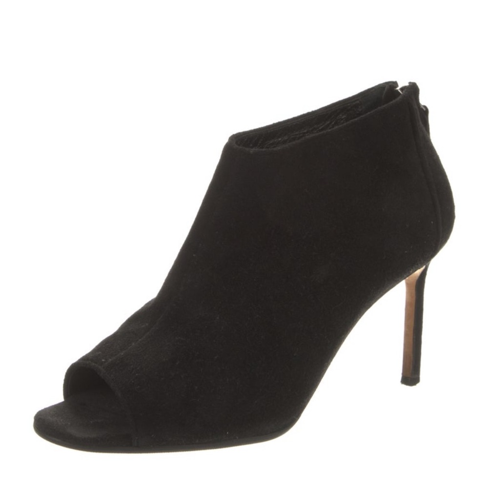 Manolo Blahnik Suede Peep-Toe Booties - size 39 - in very good condition